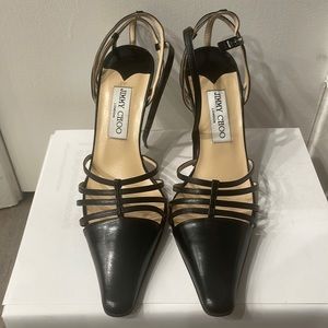 Jimmy Choo Leather Pointed-Toe Slingback Black